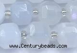 CCU1286 15 inches 9mm - 10mm faceted cube blue chalcedony beads