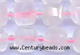 CCU1301 15 inches 9mm - 10mm faceted cube rose quartz beads