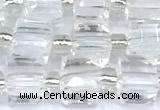 CCU1310 15 inches 7mm - 8mm faceted cube white crystal beads