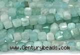 CCU1322 15 inches 2.5mm faceted cube amazonite beads