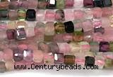 CCU1325 15 inches 2.5mm faceted cube tourmaline beads