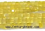 CCU1330 15 inches 2.5mm faceted cube yellow agate beads