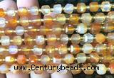 CCU1388 15 inches 6mm - 7mm faceted cube carnelian beads