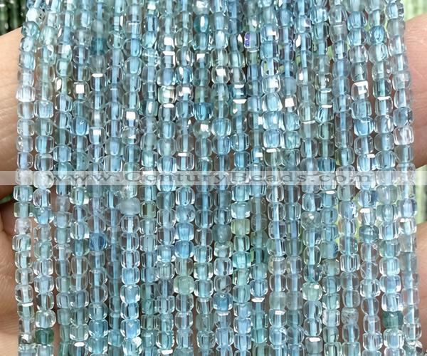 CCU1653 15 inches 2.5mm faceted cube blue apatite beads