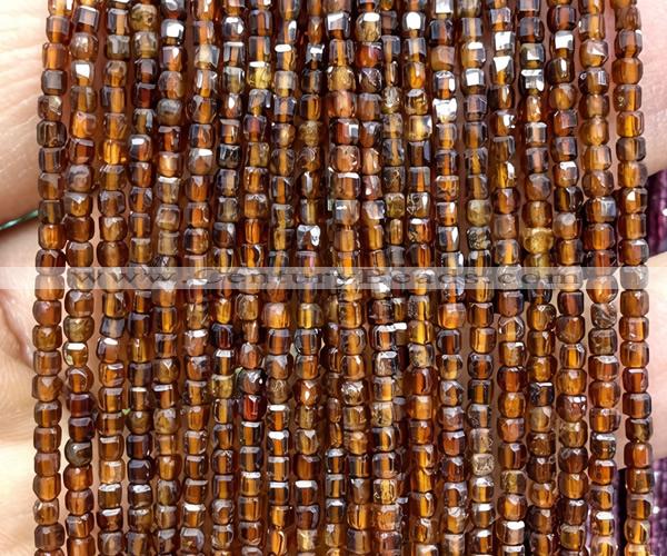 CCU1659 15 inches 2.5mm faceted cube orange garnet beads