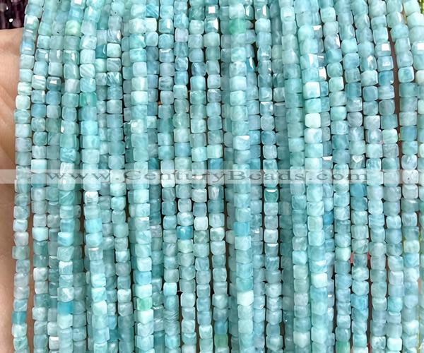 CCU1690 15 inches 2.5mm faceted cube amazonite gemstone beads
