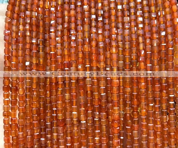 CCU1699 15 inches 2.5mm faceted cube red agate beads