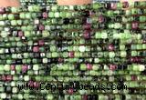 CCU1709 15 inches 2.5mm faceted cube ruby zoisite beads