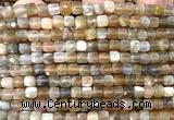 CCU1831 15 inches 4mm faceted cube rainbow moonstone beads