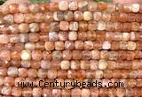 CCU1834 15 inches 4mm faceted cube golden sunstone beads