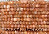 CCU1835 15 inches 4mm faceted cube golden sunstone gemstone beads