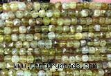 CCU1858 15 inches 4mm faceted cube green garnet gemstone beads