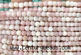 CCU1865 15 inches 4mm faceted cube Chinese pink opal beads
