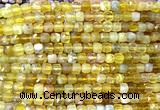 CCU1869 15 inches 4mm faceted cube yellow opal gemstone beads