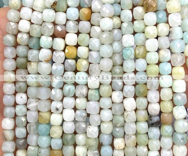 CCU1880 15 inches 4mm faceted cube colorful amazonite beads