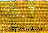 CCU1887 15 inches 4mm faceted cube yellow agate beads