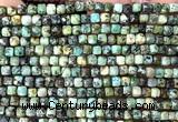 CCU1907 15 inches 4mm faceted cube African turquoise beads