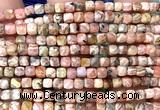CCU1916 15 inches 4mm faceted cube rhodochrosite gemstone beads