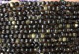 CCU1918 15 inches 4mm faceted cube golden obsidian beads