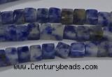 CCU313 15.5 inches 4*4mm cube blue spot stone beads wholesale