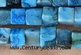 CCU453 15.5 inches 4*4mm cube blue crazy lace agate beads