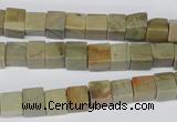 CCU47 15.5 inches 6*6mm cube silver leaf jasper beads wholesale