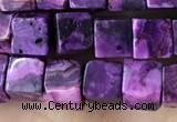 CCU484 15.5 inches 6*6mm cube purple crazy lace agate beads