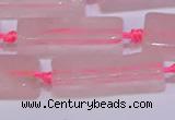 CCU603 15.5 inches 8*20mm - 10*30mm cuboid rose quartz beads