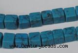 CCU62 15.5 inches 8*8mm cube turquoise beads wholesale