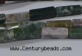 CCU713 15.5 inches 4*13mm cuboid moss agate beads wholesale