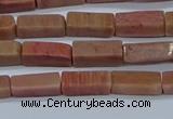 CCU717 15.5 inches 4*13mm cuboid pink wooden jasper beads wholesale