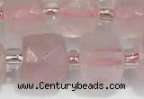 CCU753 15 inches 8*8mm faceted cube rose quartz beads