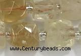 CCU755 15 inches 8*8mm faceted cube citrine beads