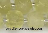 CCU774 15 inches 10*10mm faceted cube lemon quartz beads