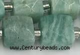 CCU787 15 inches 10*10mm faceted cube amazonite beads