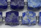 CCU789 15 inches 10*10mm faceted cube lapis lazuli beads