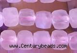 CCU806 15 inches 4mm faceted cube rose quartz beads