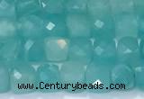 CCU835 15 inches 4mm faceted cube amazonite beads