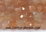 CCU849 15 inches 4mm faceted cube golden sunstone beads