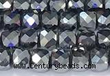 CCU850 15 inches 4mm faceted cube terahertz beads