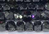 CCU855 15 inches 4mm faceted cube black spinel beads