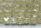 CCU861 15 inches 6mm faceted cube lemon quartz beads