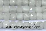 CCU870 15 inches 4mm faceted cube white moonstone beads