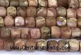 CCU884 15 inches 4mm faceted cube Argentina rhodochrosite beads