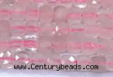 CCU887 15 inches 4mm faceted cube rose quartz beads