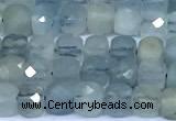 CCU902 15 inches 5mm - 6mm faceted cube aquamarine beads