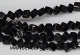 CCU94 15.5 inches 4*4mm cube black agate beads wholesale