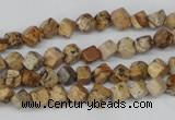 CCU95 15.5 inches 4*4mm cube picture jasper beads wholesale