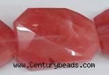 CCY169 15.5 inches 30*40mm twisted & faceted rectangle cherry quartz beads