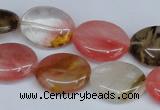 CCY217 15.5 inches 13*18mm oval volcano cherry quartz beads